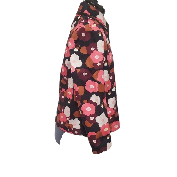 Kate Spade Size 4 Black Pink Floral Blooming Jacket Blazer Swing Fit - Picture 2 of 4